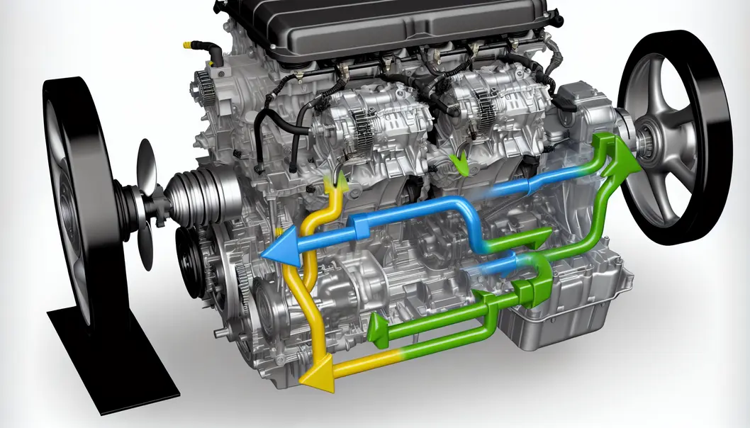 Nguyên lý hoạt động của động cơ hybrid qua sơ đồ minh họa.