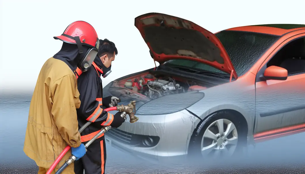 Hình ảnh về xe bị thủy kích khi đi qua vùng ngập nước.