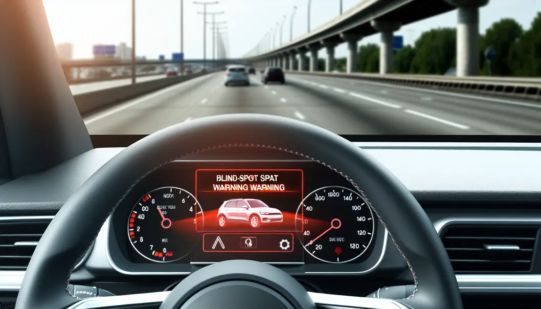 Mô tả nguy cơ từ điểm mù trong giao thông đông đúc.