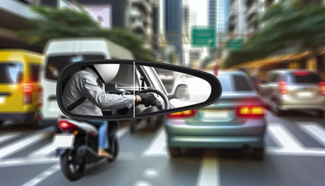 Mô tả nguy cơ từ điểm mù trong giao thông đông đúc.