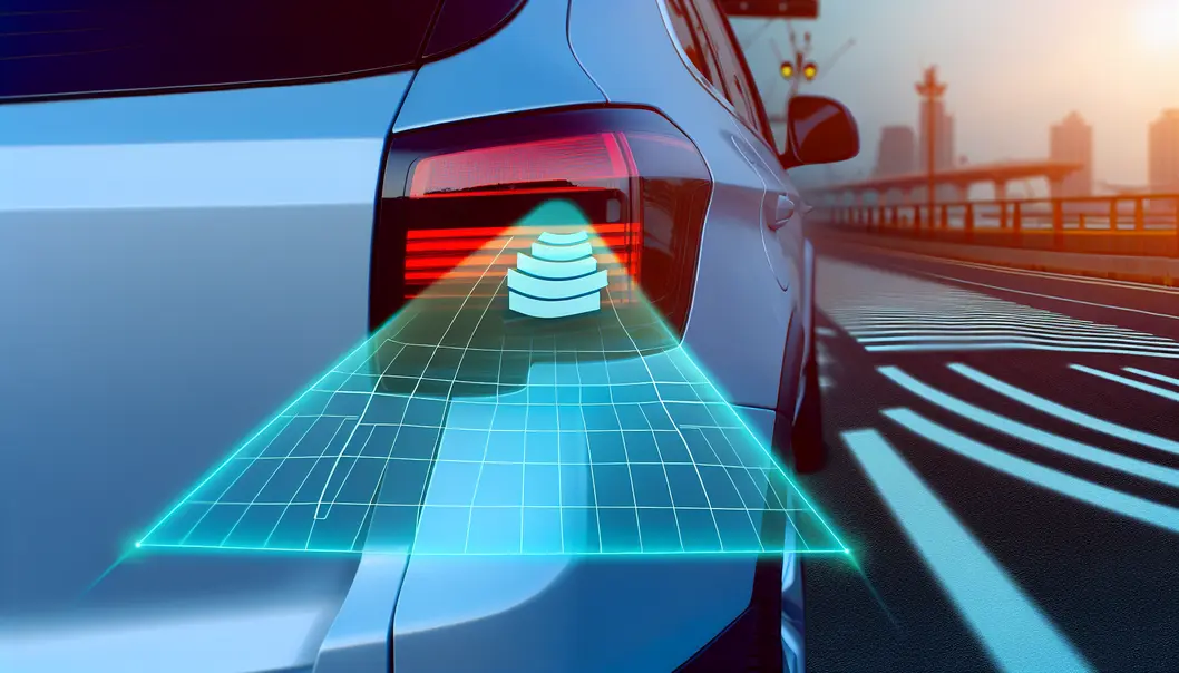 Mô tả nguy cơ từ điểm mù trong giao thông đông đúc.