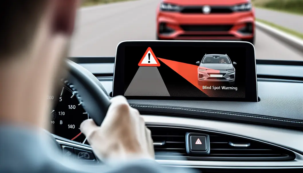 Mô tả nguy cơ từ điểm mù trong giao thông đông đúc.